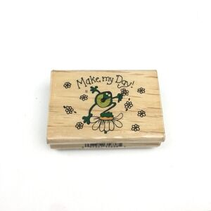 Vintage Make my Day Frog w Flowers Rubber Stamp Westwater Enterprises Annie Lang